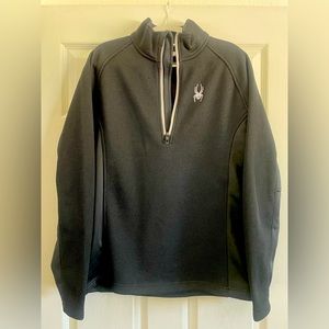 Spyder Outbound Half-Zip Knit Pullover, Black and Gray, Medium